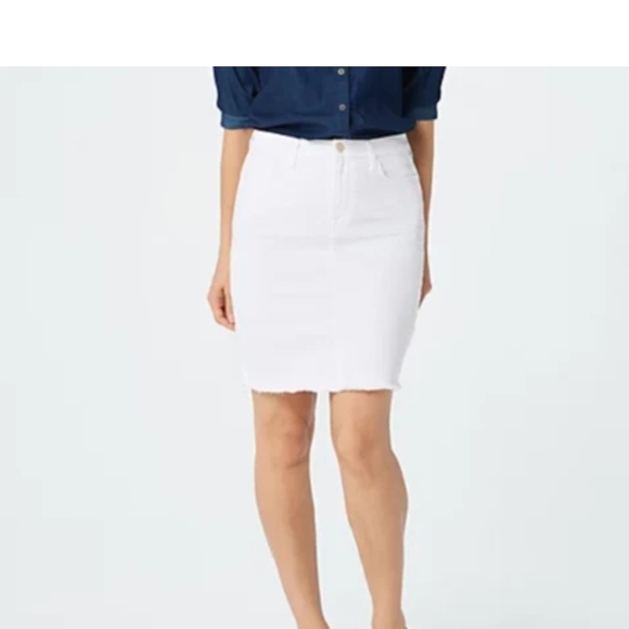 Jen 7 7 For All Mankind Mini White Pencil Skirt Size 4 Stretchy Denim - Picture 7 of 8